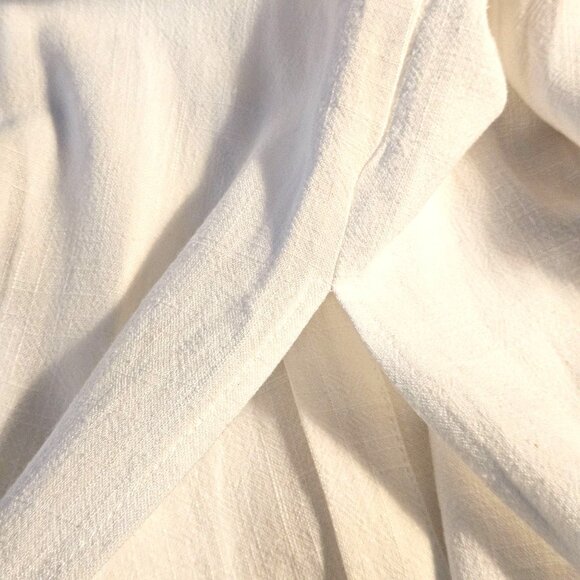 Aaron & Amber Womens Linen Maxi Shirt Dress Ivory M Coastal  Minimalist  Resort - Picture 7 of 16